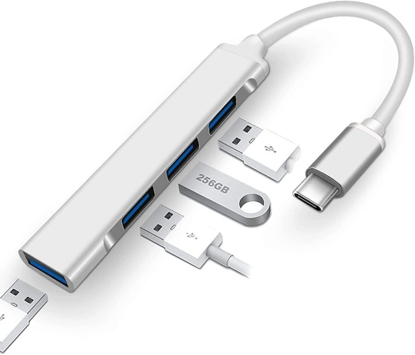 4-Port USB 3.0 Hub for PC – High-Speed Aluminum USB Hub Compatible with PC, MacBook, Mac Pro, Mac Mini, iMac ( Pack Of 2 ) - Gray, USB TO HUB