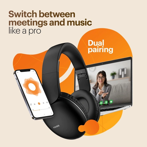 Noise Two Wireless On Ear Headphones with 50 Hours Playtime, Low Latency - Black
