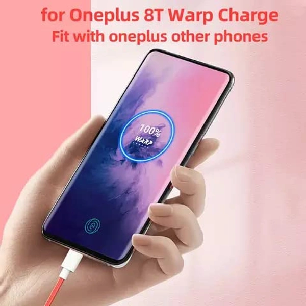 65W OnePlus Dash Warp Charge Cable, 6.5A Type-C to USB C PD Data Sync Fast Charging Cable Compatible with One Plus 8T/ 9/ 9R/ 9 pro/ 9RT/ 10R/ Nord & for All Type C Devices – Red, 1 Meter