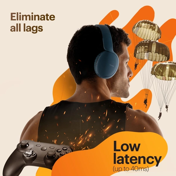 Noise Two Wireless On Ear Headphones with 50 Hours Playtime, Low Latency - Black