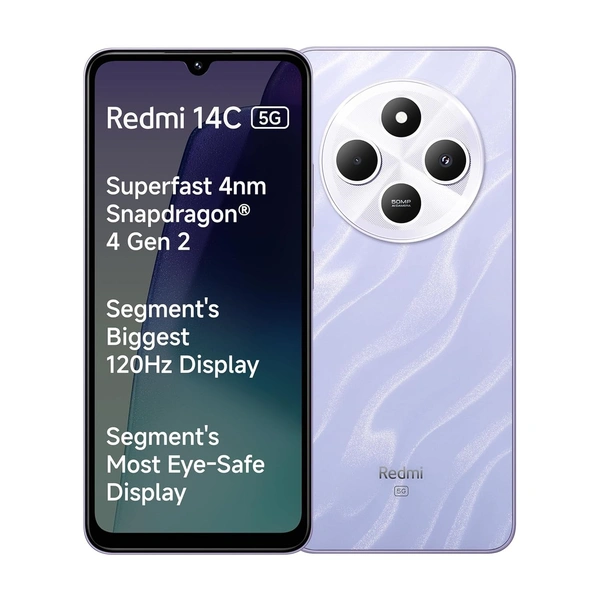  Redmi 14C 5G Superfast 4nm Snapdragon 4 Gen 2 120Hz Renewed - 128 GB, Stardust Purple
