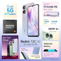  Redmi 13C 5G MediaTek Dimensity 6100+ 5G 90Hz Display Renewed  - 128 GB, Startrail Silver