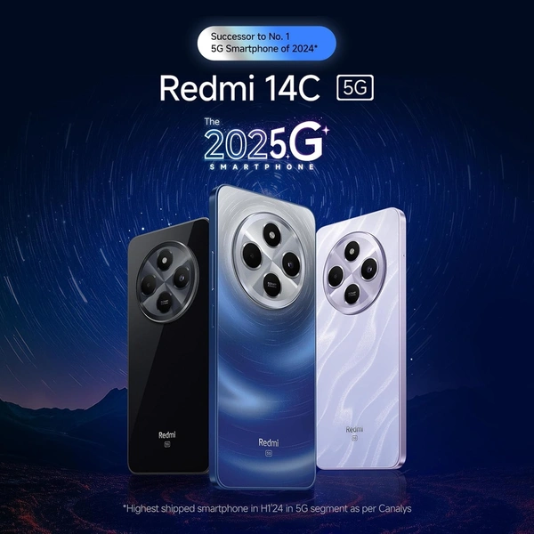  Redmi 14C 5G Superfast 4nm Snapdragon 4 Gen 2 120Hz Renewed - 128 GB, Stargaze Black