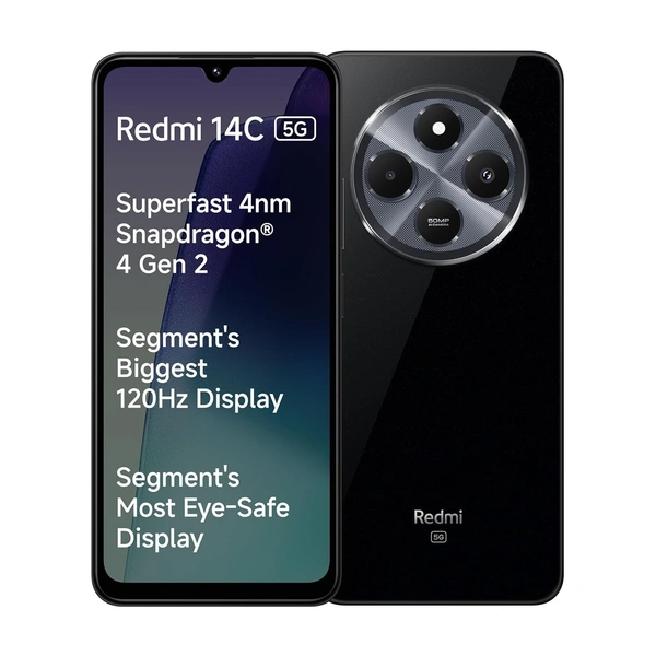  Redmi 14C 5G Superfast 4nm Snapdragon 4 Gen 2 120Hz Renewed - 128 GB, Stargaze Black