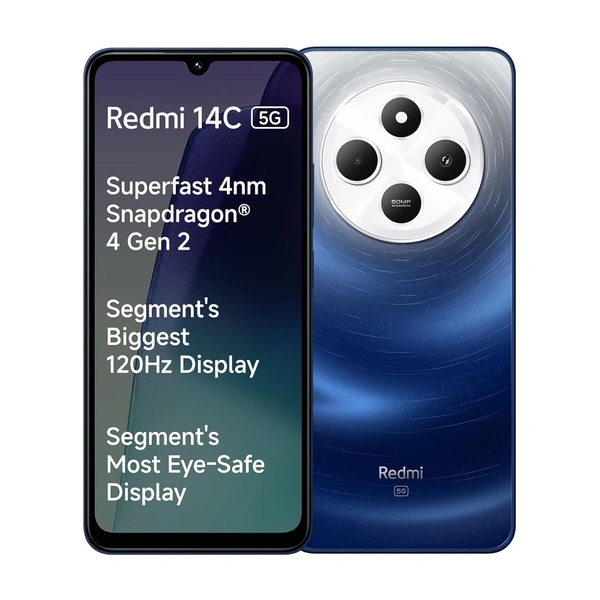  Redmi 14C 5G Superfast 4nm Snapdragon 4 Gen 2 120Hz Renewed - 128 GB, Starlight Blue