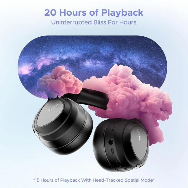 boAt Nirvana Eutopia Bluetooth Headphones with Head Tracking Function, Spatial Audio,20 HRS Playtime, ENx™ Tech - Black