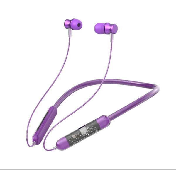 Transparent Strong & Durable Neckband 250mAh Best Sound Quality - Electric Violet