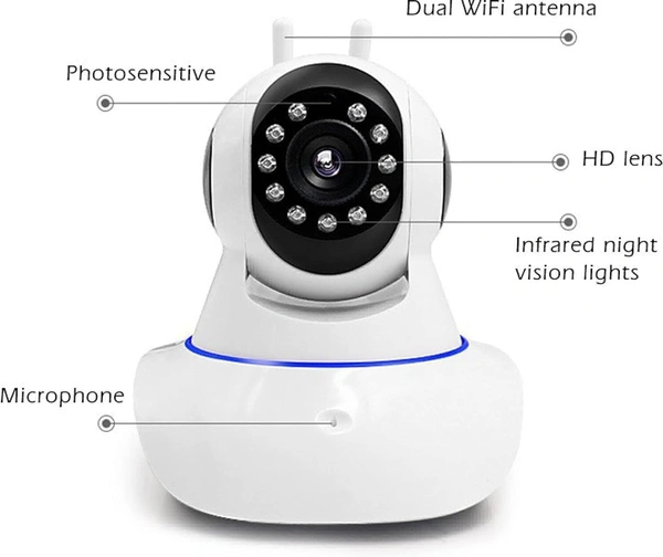 Double antenna WIFI camera, White