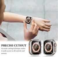 Plastic Watch Case Cover with Screen Protector Temper Compatible with Smartwatch Watch 49mm Ultra Series 8 (Pack Of 4) Transparent Only