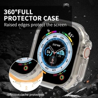 Plastic Watch Case Cover with Screen Protector Temper Compatible with Smartwatch Watch 49mm Ultra Series 8 (Pack Of 4) Transparent Only