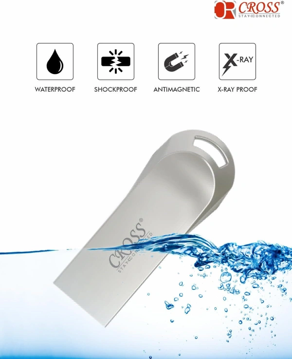 CROSS 3.0 USB Flash Drive/Pen Drive with Metal Body - Silver | External Storage Device 4GB 8GB 16GB 32GB 64GB 128GB Pen Drive | Compatible with Laptop, Desktop, Projector, Car, Audio 1yr Warranty  - 128GB