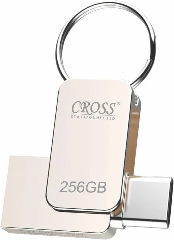 CROSS Type-C OTG PENDRIVE 256GB/Pen Drive with Metal Body - Silver | External Storage Device 16GB 32GB 64GB 128GB Pen Drive | Compatible with Smart Phone and Laptop, CROSS Smart PENDRIVE 1Yr Warranty  - 32GB