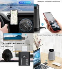 Wireless 3.5mm aux Version Mini Receiver 2 in 1 Transmitter Bt 5.0 Bluetooth Adapter for TV PC Computer Car Speaker WiFi Stereo - Black