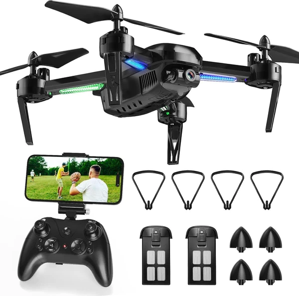 T6 Drone for Adults - 1080P HD RC Drone, Fpv Drone with Camera, With WiFi Live Video, Altitude Hold, Headless Mode, Gravity Sensor, One Key Take Off for Kids or Beginners - Black