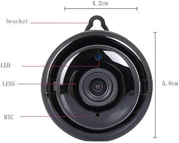 Home Security WiFi Mini IP Camera, 720P HD Night Vision Wireless Indoor Security Surveillance System, Motion Detection, Baby Monitor, Two-Way Audio - Hanging - Black