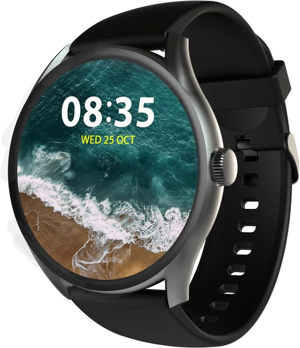 beatXP Vega 1.43" (3.6 cm) Super AMOLED Display, One-Tap Bluetooth Calling Smart Watch, 466 * 466px, 1000 Nits Brightness, Always On Display, 24/7 Health Monitoring, IP68 - Black