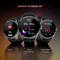 beatXP Vega 1.43" (3.6 cm) Super AMOLED Display, One-Tap Bluetooth Calling Smart Watch, 466 * 466px, 1000 Nits Brightness, Always On Display, 24/7 Health Monitoring, IP68 - Black