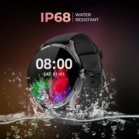 beatXP Vega 1.43" (3.6 cm) Super AMOLED Display, One-Tap Bluetooth Calling Smart Watch, 466 * 466px, 1000 Nits Brightness, Always On Display, 24/7 Health Monitoring, IP68 - Black
