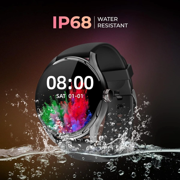 beatXP Vega 1.43" (3.6 cm) Super AMOLED Display, One-Tap Bluetooth Calling Smart Watch, 466 * 466px, 1000 Nits Brightness, Always On Display, 24/7 Health Monitoring, IP68 - Black