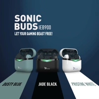 SYSKA Sonic Buds IEB900 Earbuds with 50Hr Play Time, auto ENc Tech, Low Latency, IPX4, 13mm Drivers for Deep Bass, Type-C Charging Random Colour  - Black