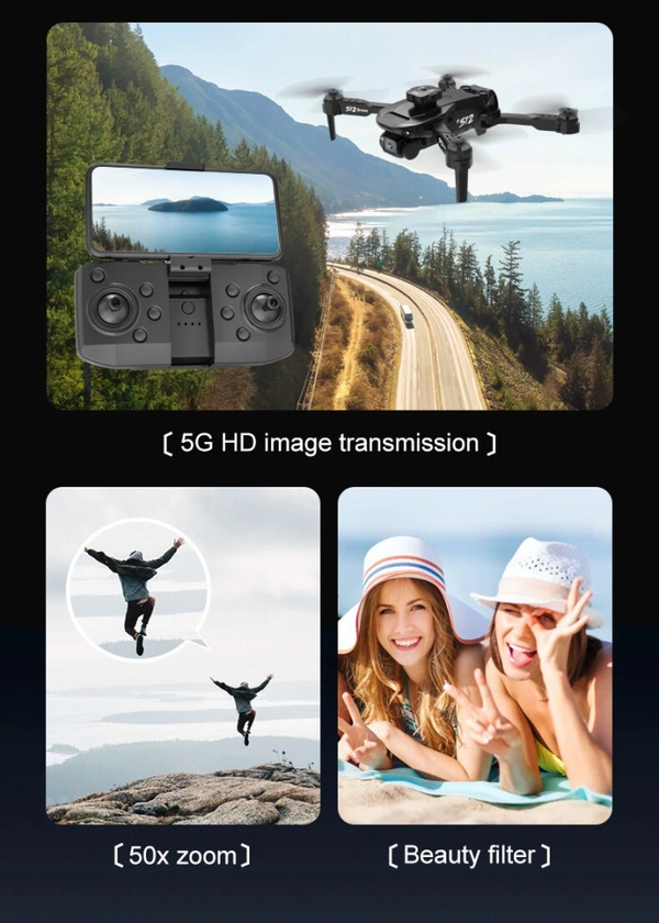  J1 4k CAMERA DRONE OPTICAL FLOW ESC DUAL CAMERA 4K CAMERA OPTICAL FLOW HOVERING OBSTACLE AVOIDANCE LONG ENDURANCE DRONE200M 5G - Black
