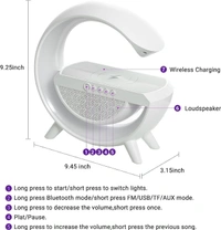 Wireless Charger Atmosphere Lamp, G Lamp LED Table Lamp, Bluetooth Speaker, Alarm Clock with Music Sync,
