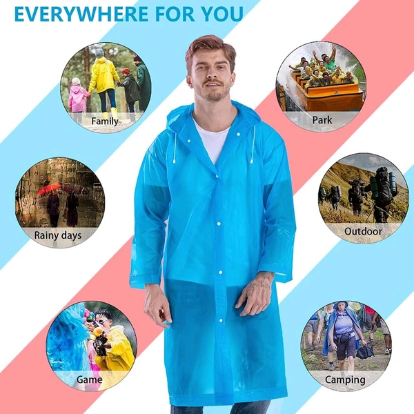 Waterproof Rain Coat Hooded Outdoor Water Resistant Suit Portable Men and Women (Pack Of 2) Random Colour 