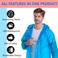 Waterproof Rain Coat Hooded Outdoor Water Resistant Suit Portable Men and Women (Pack Of 2) Random Colour 