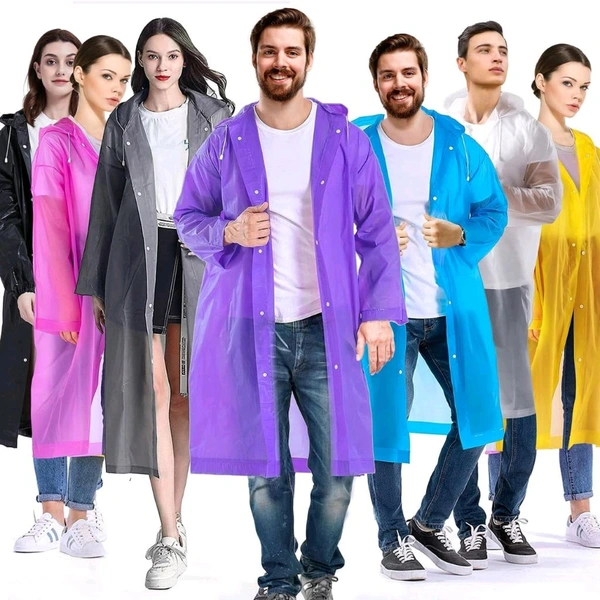 Waterproof Rain Coat Hooded Outdoor Water Resistant Suit Portable Men and Women (Pack Of 2) Random Colour 