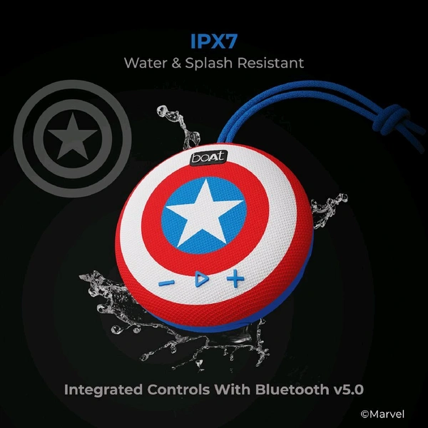 boAt Marvel Stone 190 5 Watts Portable Bluetooth Speaker (IPX7 Waterproof, 52mm Full Range Driver, Captain's Blue) Open Box Just Like New 
