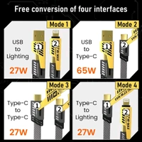 4 in 1 Metal Flat Braided Indestructible Cable 3.3ft 65W compatible for iPhones, iPads, Macbooks, Samsung, OnePlus, Realme, Xiaomi, HTC and Oppo Mobiles, Type C Laptops Pack Of 2 Pc - Gray, 1.2Mtr