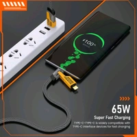 4 in 1 Metal Flat Braided Indestructible Cable 3.3ft 65W compatible for iPhones, iPads, Macbooks, Samsung, OnePlus, Realme, Xiaomi, HTC and Oppo Mobiles, Type C Laptops Pack Of 2 Pc - Gray, 1.2Mtr