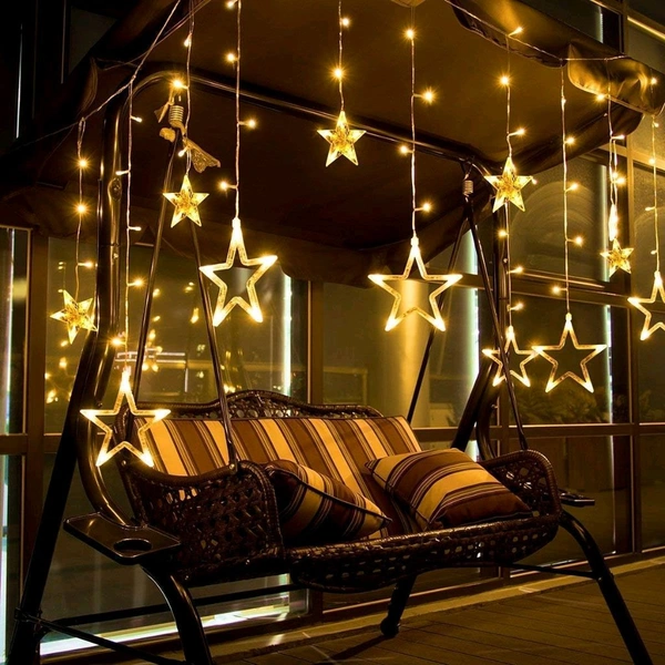 10 Star Curtain String Decorative Led Lights with 8 Mode - 2.5 Meter (1 Curtain) - Warm