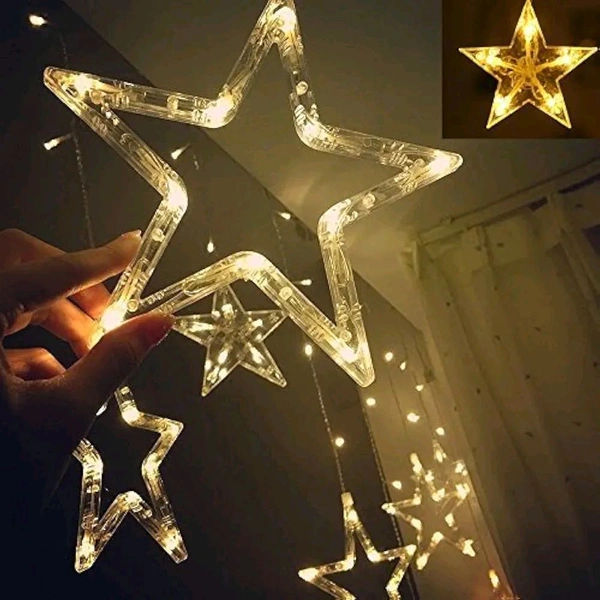 10 Star Curtain String Decorative Led Lights with 8 Mode - 2.5 Meter (1 Curtain) - Warm