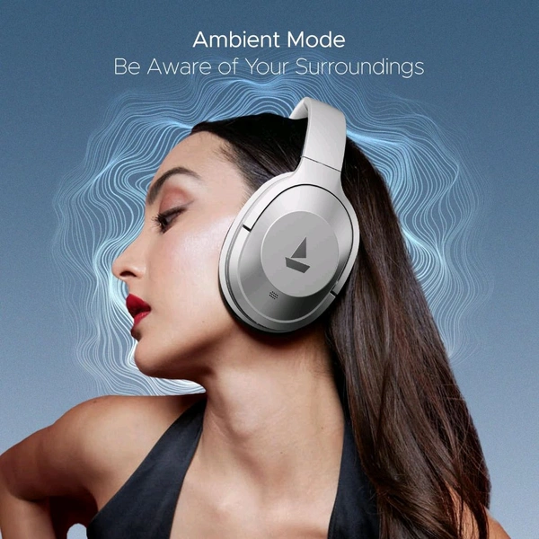 boAt Nirvana 751 ANC Hybrid Active Noise Cancelling Bluetooth Wireless Over Ear Headphones with Up to 65H Playtime, ASAP Charge, Ambient Sound Mode, Immersive Sound Open Box 3 Months Warranty  - Black