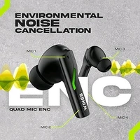 (Refurbished) Wings Phantom 850 Low Latency Wireless Earbuds, Bluetooth Headphones with App Support, Split Cover Gaming Case with LED Lights, 50 Hours Playtime,Quad ENC Mic, Touch Controls TWS Headsets - Black