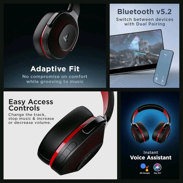 boAt Rockerz 425 Bluetooth Wireless Over Ear Headphones with Mic Signature Sound, Beast Mode for Gaming 30 Days Replacement Warranty Open Box  - Gray