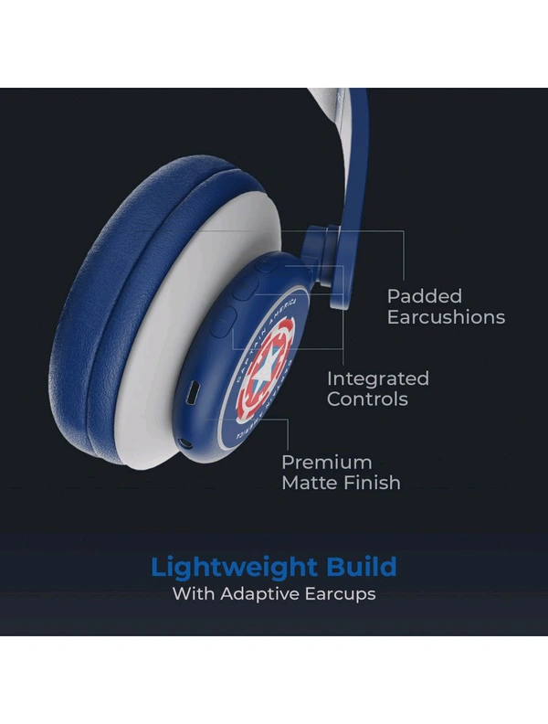 boAt Rockerz 450 Captain America Edition Bluetooth Wireless On Ear Headphones with Mic (Soldier Blue) Renewed 30 Days Replacement Warranty  - Soldiers Blue
