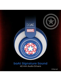 boAt Rockerz 450 Captain America Edition Bluetooth Wireless On Ear Headphones with Mic (Soldier Blue) Renewed 30 Days Replacement Warranty  - Soldiers Blue