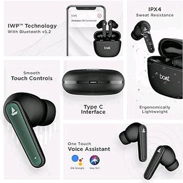 boAt Airdopes 115 in Ear TWS Earbuds with ENx & Beast Mode, Upto 24 Hrs Playback and ASAP Charge - Black