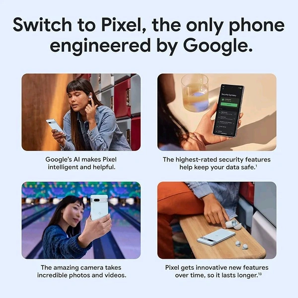 Google Pixel 7a - Refurbished Android Cell Phone with Wide Angle Lens and 24-Hour Battery 3 Month Warranty  - 128GB, Charcoal