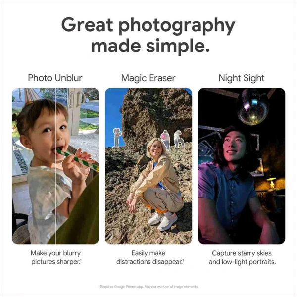Google Pixel 7a - Refurbished Android Cell Phone with Wide Angle Lens and 24-Hour Battery 3 Month Warranty  - 128GB, Charcoal