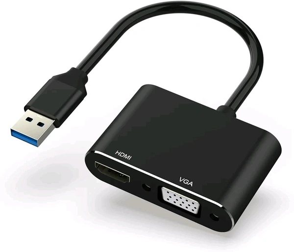 USB to HDMI VGA Adapter, 1080P USB 3.0/2.0 to HDMI VGA Converter, USB Male to HDMI VGA Female - Black
