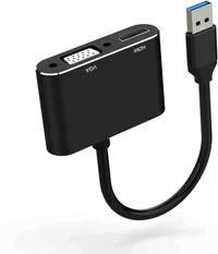 USB to HDMI VGA Adapter, 1080P USB 3.0/2.0 to HDMI VGA Converter, USB Male to HDMI VGA Female - Black