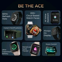 beatXP Marv Ace 1.85” HD Display Bluetooth Calling Smart Watch, Rotary Crown, 240 * 284px, 500 Nits, 60Hz Refresh Rate, 100+ Sports Modes - Black
