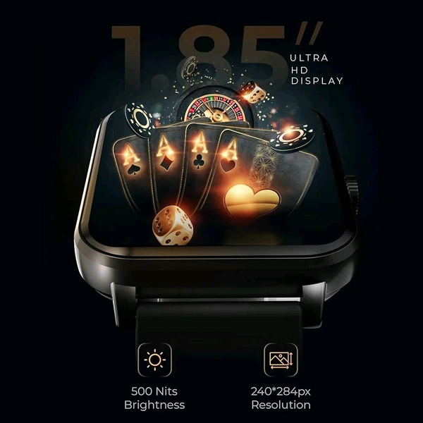 beatXP Marv Ace 1.85” HD Display Bluetooth Calling Smart Watch, Rotary Crown, 240 * 284px, 500 Nits, 60Hz Refresh Rate, 100+ Sports Modes - Silver
