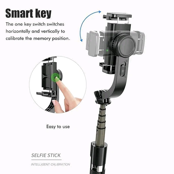 Q08 Mini Gimbal Anti-Shake 1-Axis STABILIZER Extendable Selfie Stick Tripod, Wireless Remote for Smartphone
 - Black