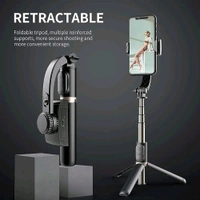 Q08 Mini Gimbal Anti-Shake 1-Axis STABILIZER Extendable Selfie Stick Tripod, Wireless Remote for Smartphone
 - Black