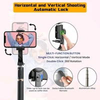 Q08 Mini Gimbal Anti-Shake 1-Axis STABILIZER Extendable Selfie Stick Tripod, Wireless Remote for Smartphone
 - Black
