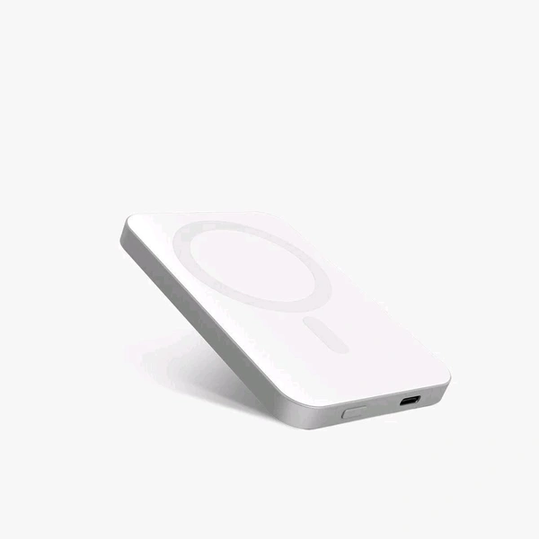 Magsafe Wireless Portable Power Bank 10000 mah Wireless Charging Battery Pack Compatible with iPhone Series 1yr warranty with logo - 5000MAh, White